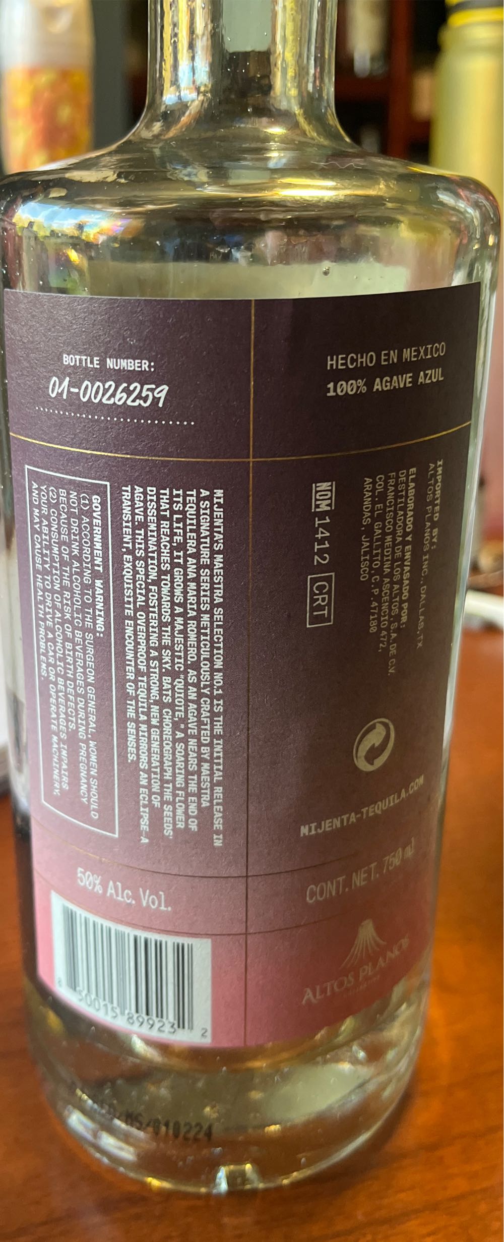 Mijenta Maestra Selection Blanco - NOM 1412 (750 mL) alcohol collectible [Barcode 850015899232] - Main Image 3