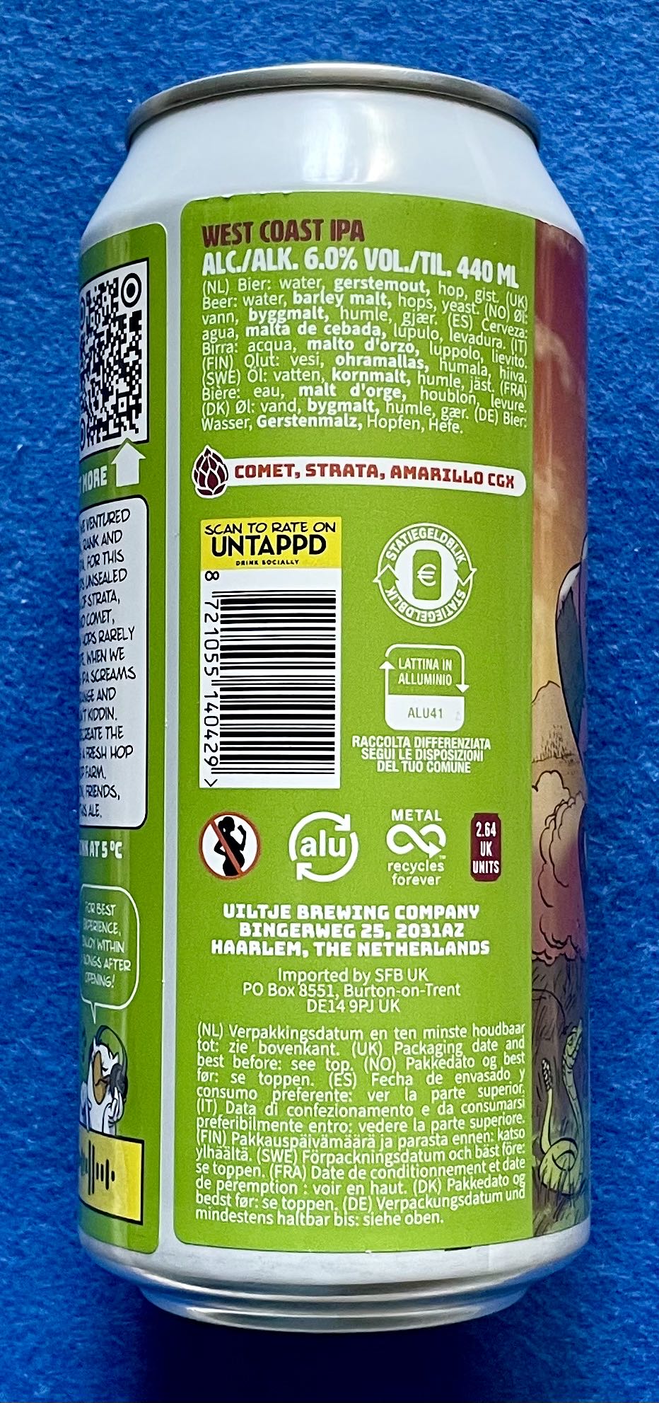 Oregon Trail Ale - Uiltje Brewing Company (440 mL) alcohol collectible [Barcode 8721055140429] - Main Image 3