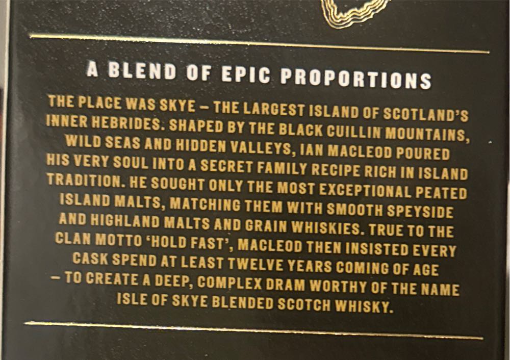ISLE OF SKYE BLENDED SCOTCH WHISKY - Ian Macleod (700 mL) alcohol collectible [Barcode 747505015893] - Main Image 2