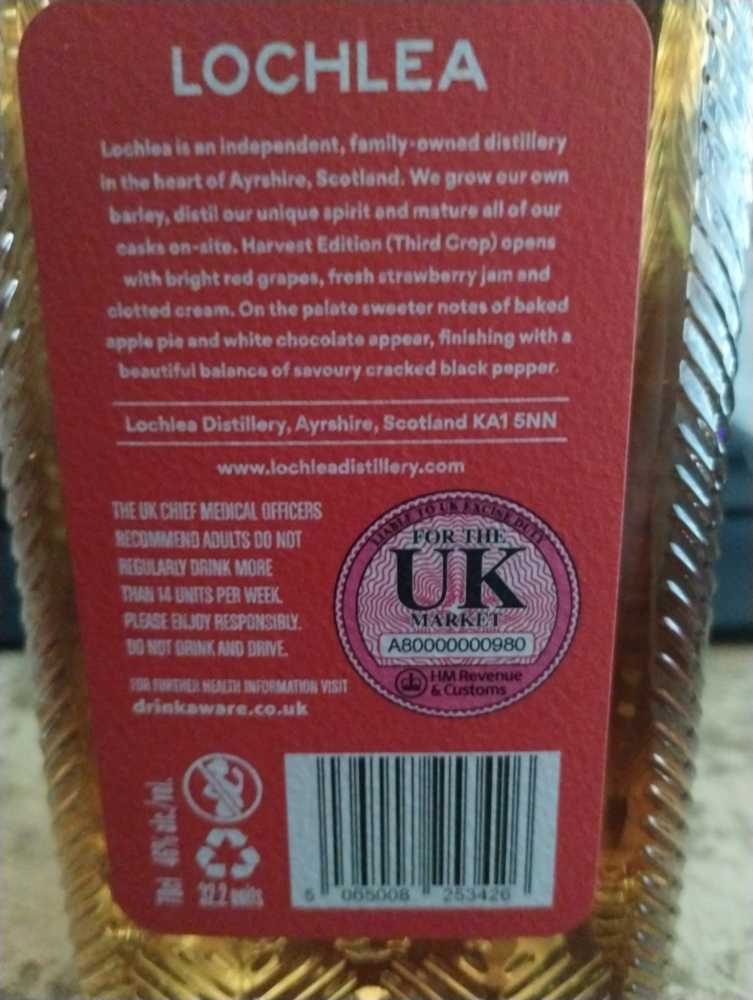 Lochlea Harvest Edition Third Crop - Lochlea Distillery (700 mL) alcohol collectible [Barcode 5065008253426] - Main Image 3