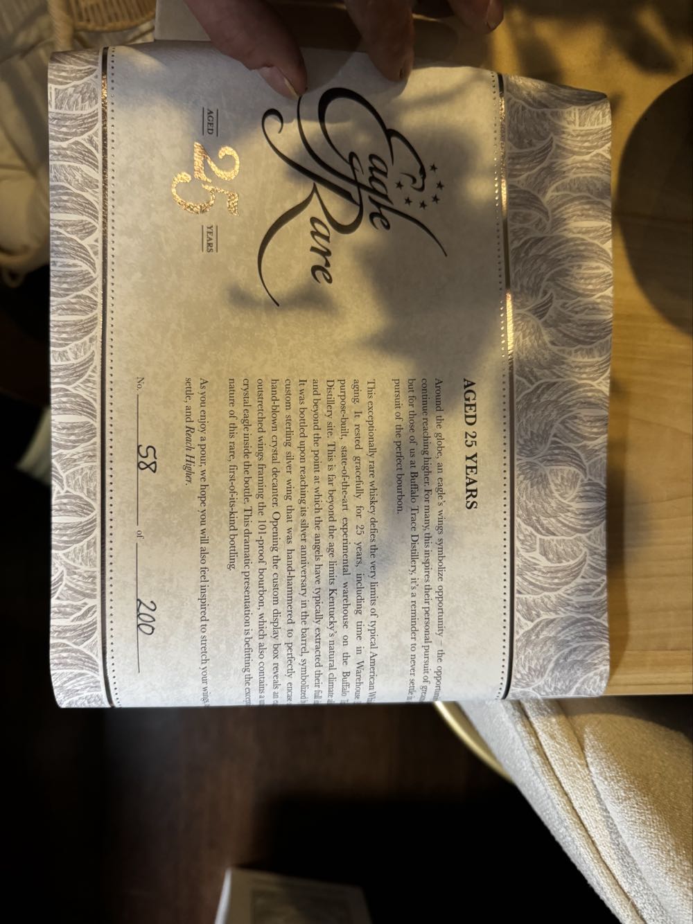 Eagle Rare 25 Year - Buffalo Trace Distillery (750 mL) alcohol collectible [Barcode 088004059576] - Main Image 4