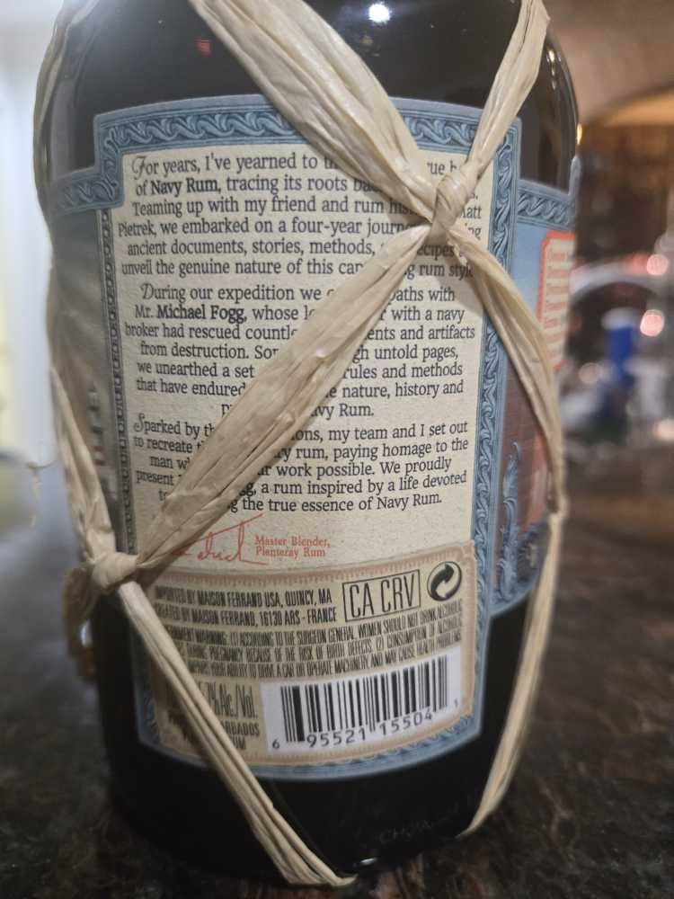 Planteray Mister Fogg Navy Rum Sail No. 1 - Maison Ferrand (750 mL) alcohol collectible [Barcode 695521155041] - Main Image 2
