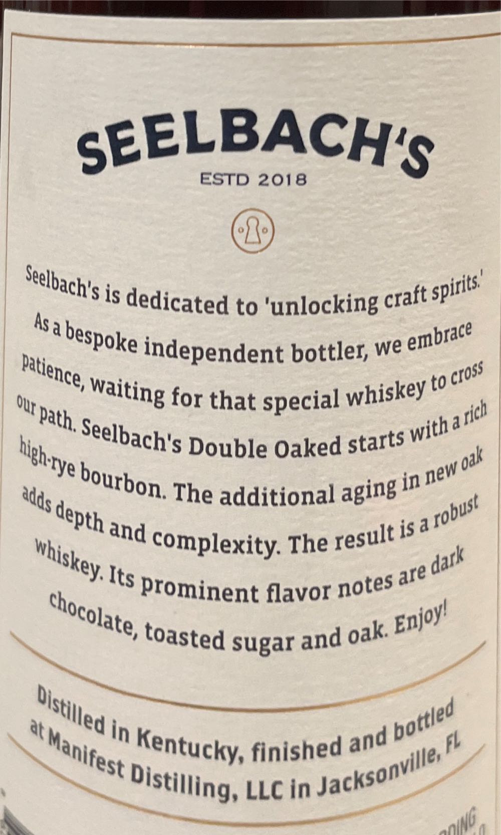 Seelbach’s Private Reserve 10 yr Double Oaked - Manifest Distilling (750 mL) alcohol collectible [Barcode 860011825586] - Main Image 2