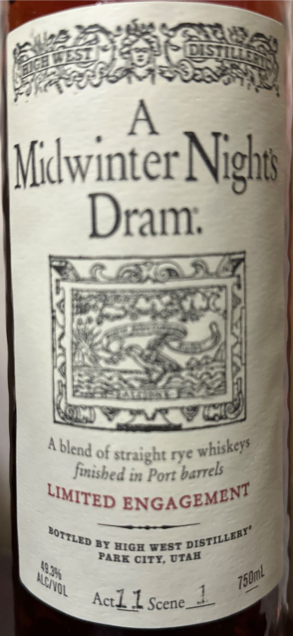 High West Midwinter Night’s Dram Act 11 Scene 12 - High West Distillery, Wanship, UT (750 mL) alcohol collectible [Barcode 854396005190] - Main Image 2