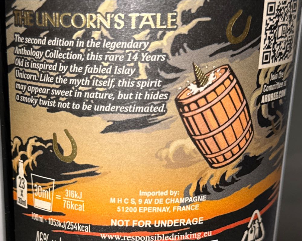 Ardbeg Anthology 14 Years The Unicorn’s Tale - Ardbeg Distillery (700 mL) alcohol collectible [Barcode 5010494988383] - Main Image 3