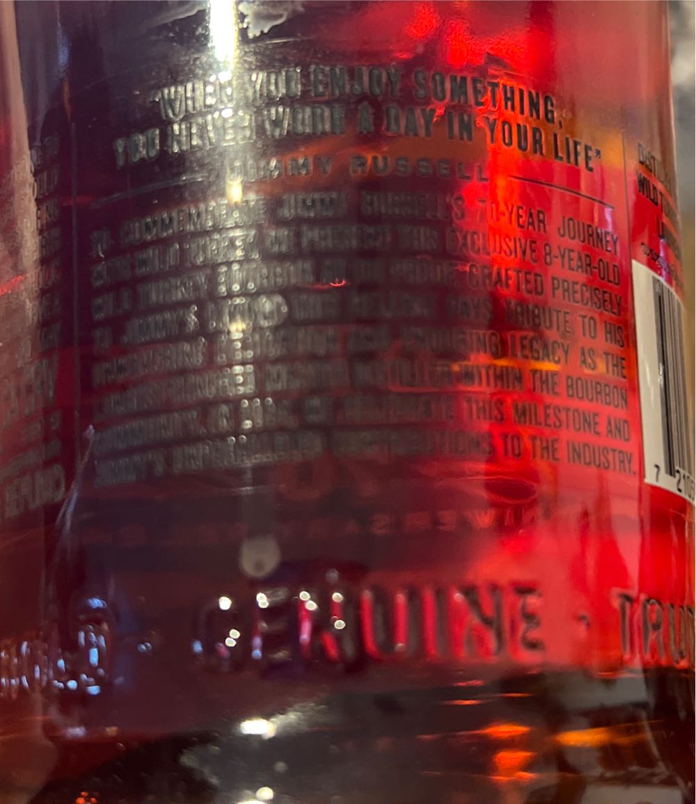 Wild Turkey 70th Anniversary Release - Wild Turkey Distilling Co. (750 mL) alcohol collectible [Barcode 721059003766] - Main Image 3