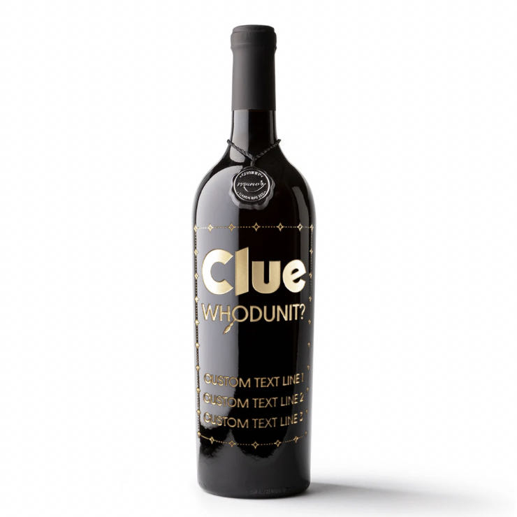 Clue® WHODUNIT CUSTOM ETCHED WINE BOTTLE - Mano’s Wine (750 mL) alcohol collectible - Main Image 3