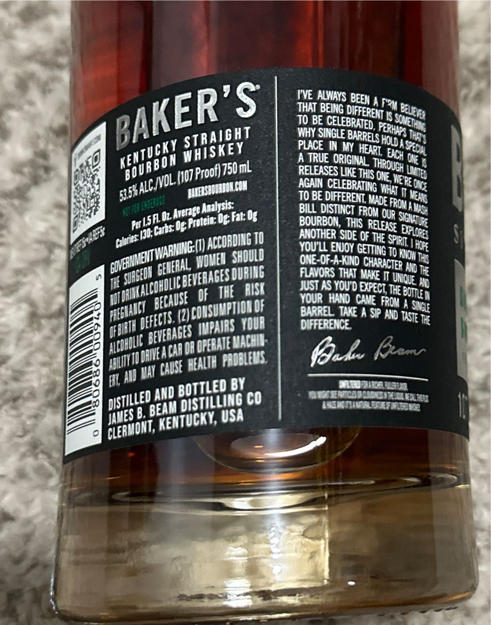 Baker’s 7 High Rye Bourbon Baker’s - James B. Beam Distilling Co. (750 mL) alcohol collectible [Barcode 080686009405] - Main Image 2