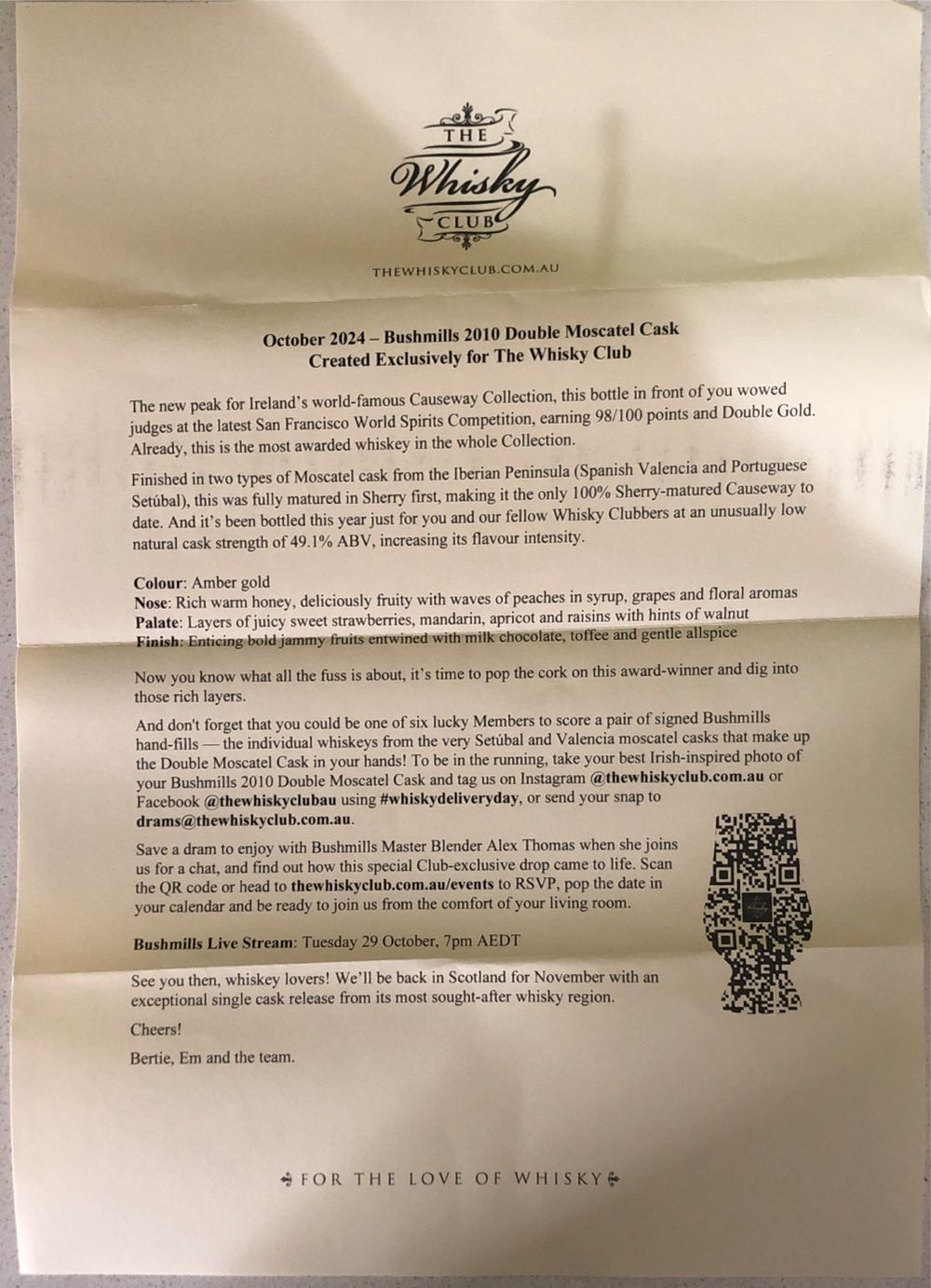 Bushmills Causeway Collection Double Moscatel Finished - Bushmills Distillery (700 mL) alcohol collectible [Barcode 5055966830821] - Main Image 3