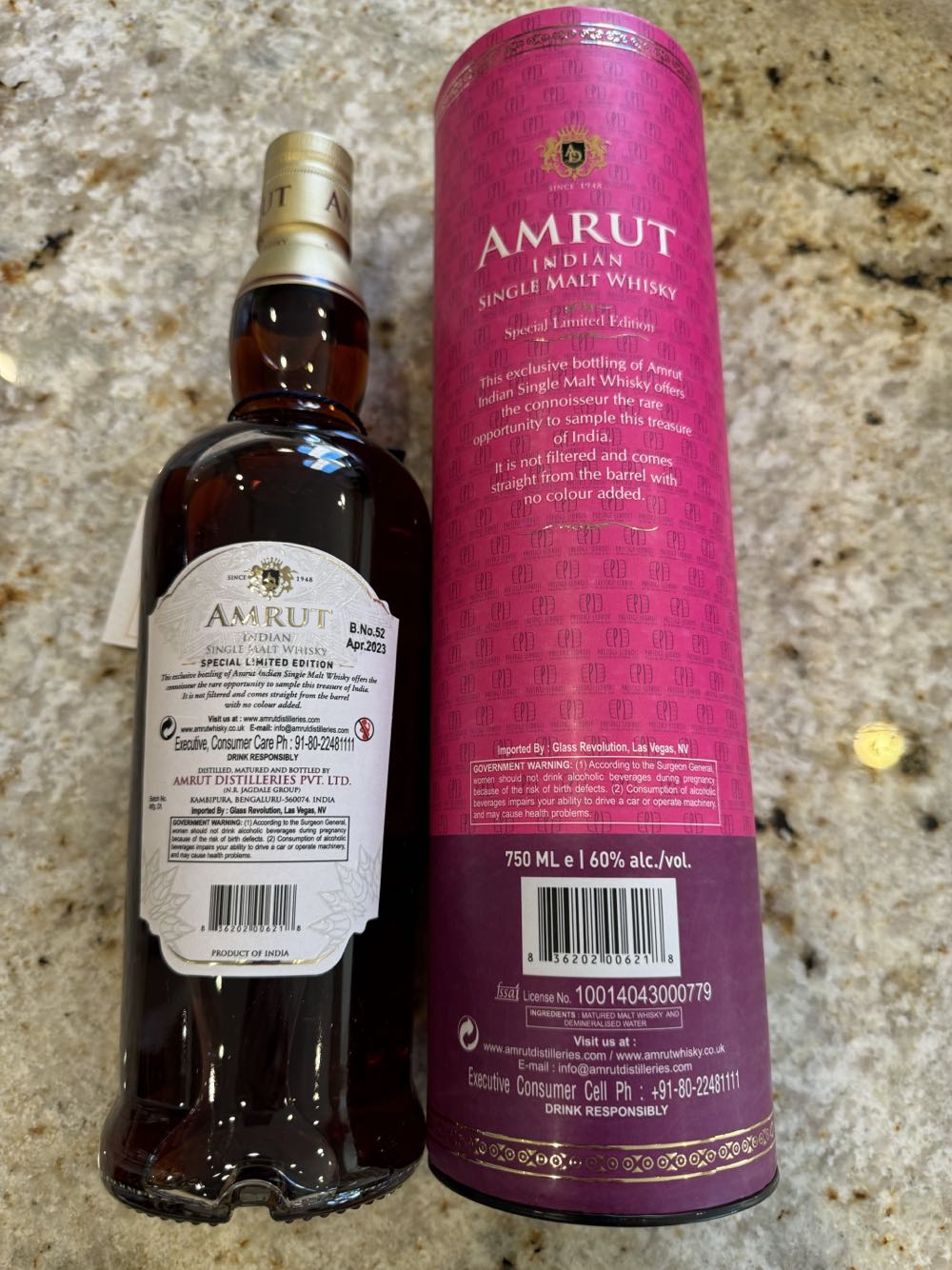 Amrut Special Edition Ex-Port Pipe - Amrut Distilleries PVT., Ltd. (750 mL) alcohol collectible [Barcode 836202006218] - Main Image 2