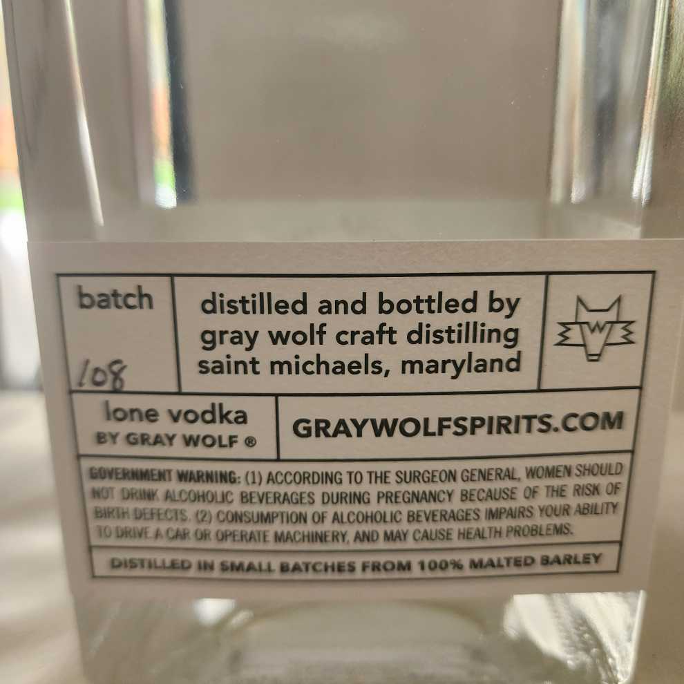Gray Wolf Lone - Gray Wolf craft Distilling (750 mL) alcohol collectible [Barcode 866149000307] - Main Image 4