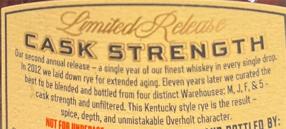Jim Beam Old Overholt Rye 11 yr - Jim B.Beam Distilling Co. (750 mL) alcohol collectible [Barcode 080686009689] - Main Image 2