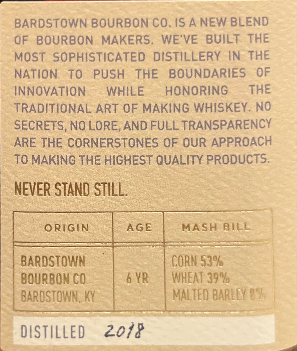 Bardstown Bourbon Origin High Wheated Series - Bardstown Bourbon Company (750 mL) alcohol collectible [Barcode 857552008806] - Main Image 2