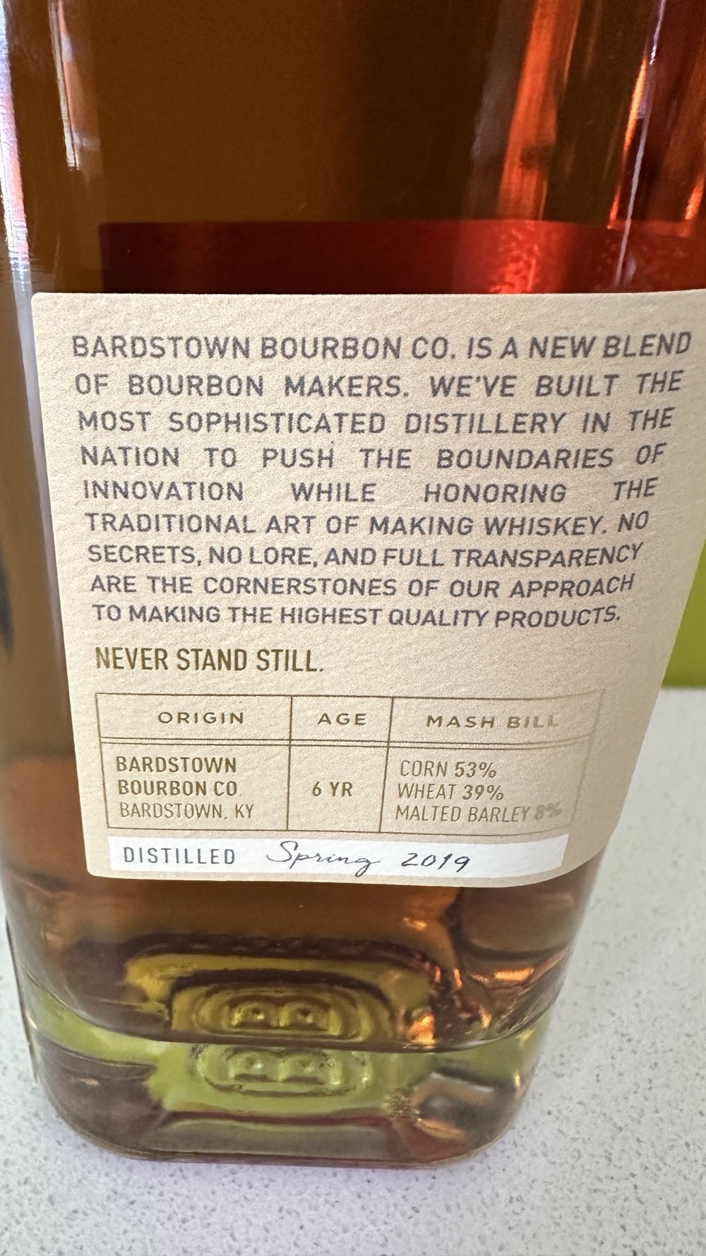 Bardstown Bourbon Origin High Wheated Series - Bardstown Bourbon Company (750 mL) alcohol collectible [Barcode 857552008806] - Main Image 4