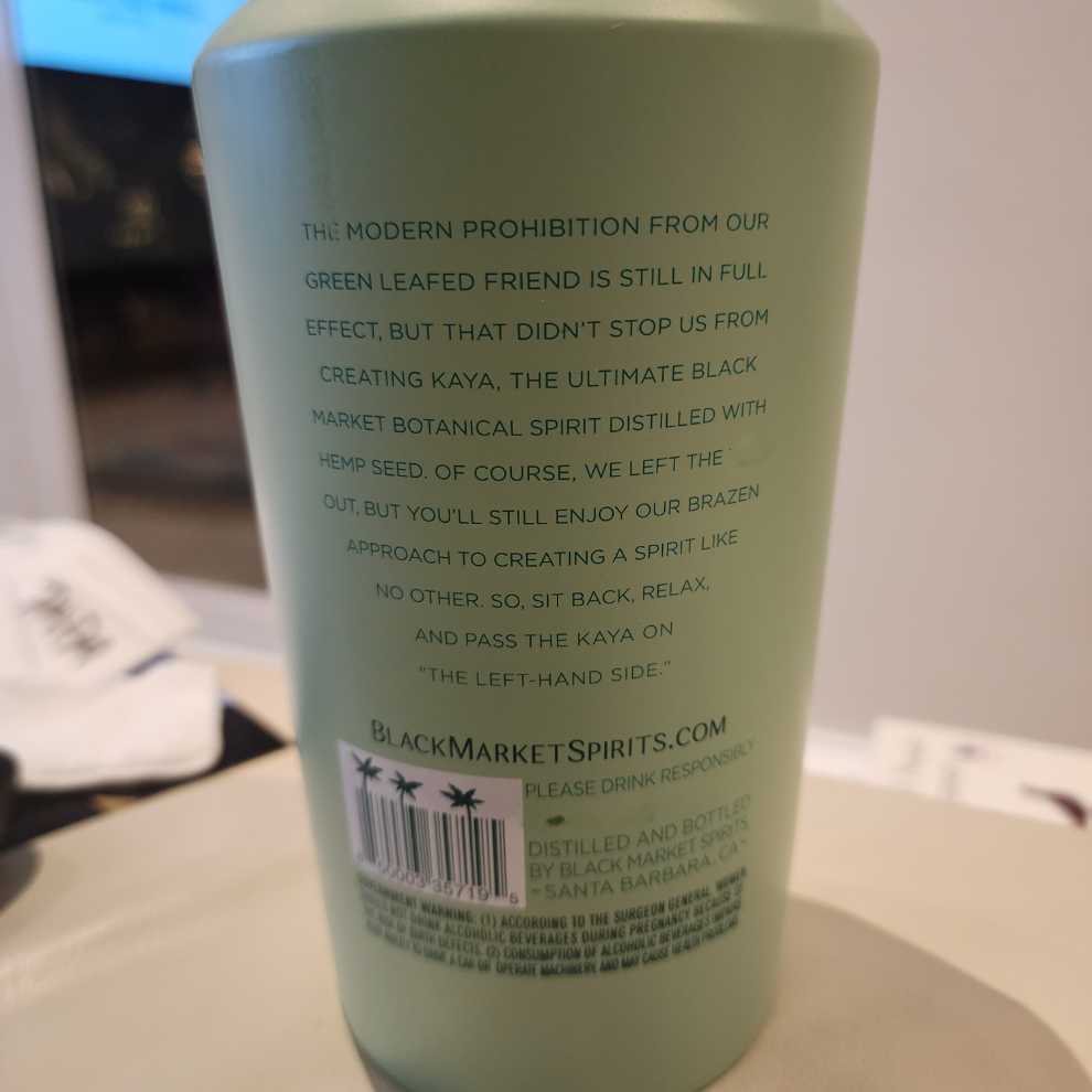 Kaya Botanicals  - Black Market Spirits (1 L) alcohol collectible [Barcode 850003357195] - Main Image 2