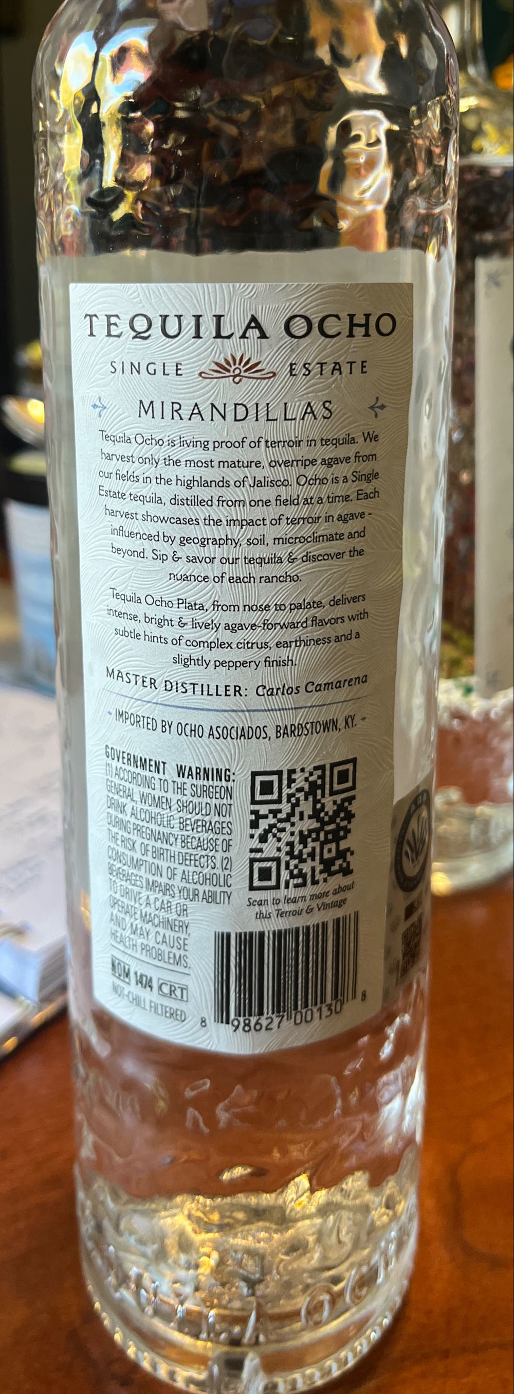 Tequila Ocho Plata Mirandillas 2024 - CIA Tequilera Los Alambiques, S.A de C.v. (750 mL) alcohol collectible - Main Image 2