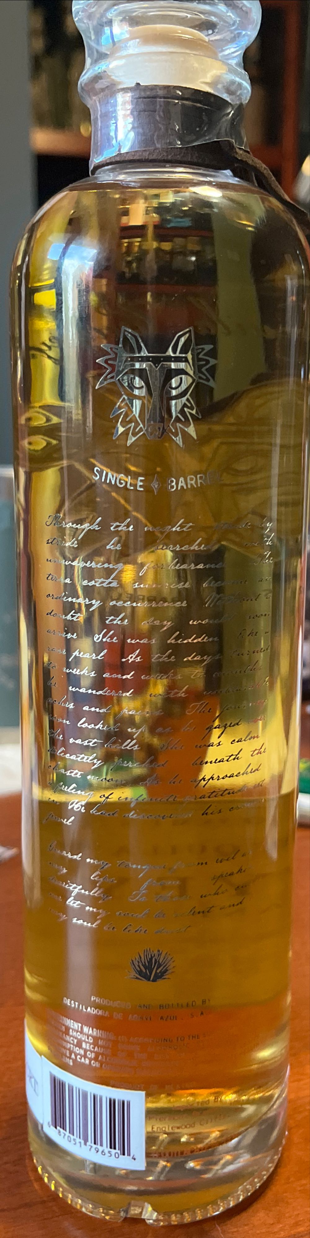 Cayeya Single Barrel Tequila Anejo - NOM 1424 (750 mL) alcohol collectible [Barcode 687051796504] - Main Image 3