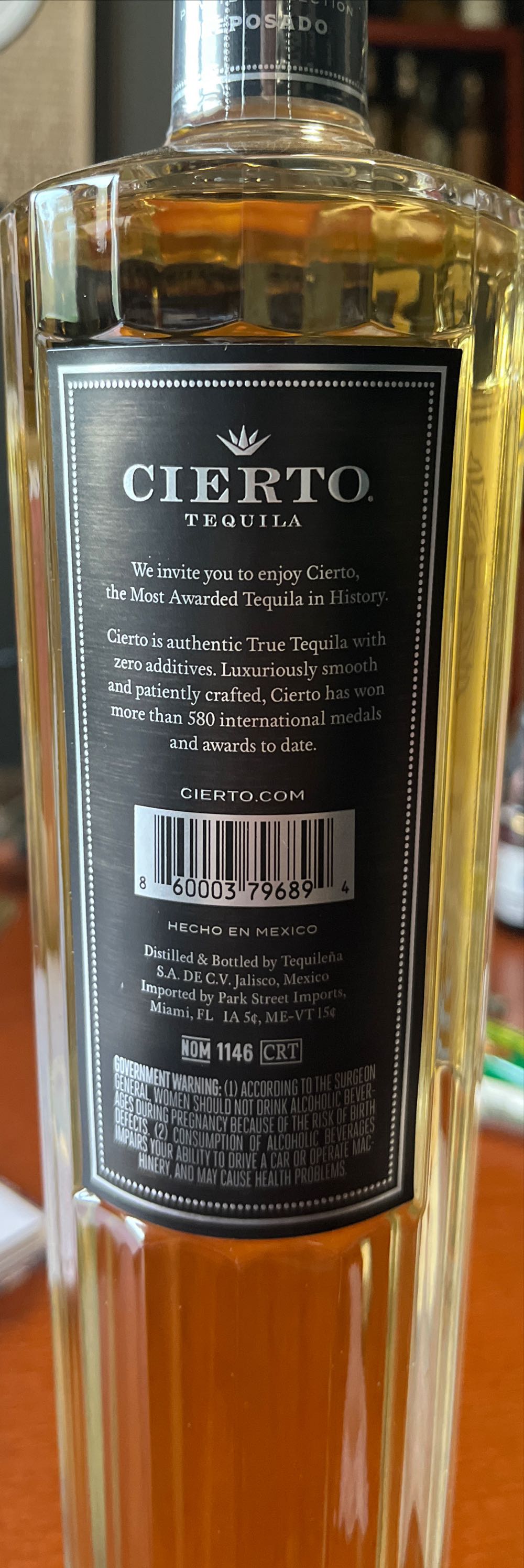 Cierto Private Collection Reposado Tequila Private 750ml Spirits - NOM 1146 (750 mL) alcohol collectible [Barcode 860003796894] - Main Image 2