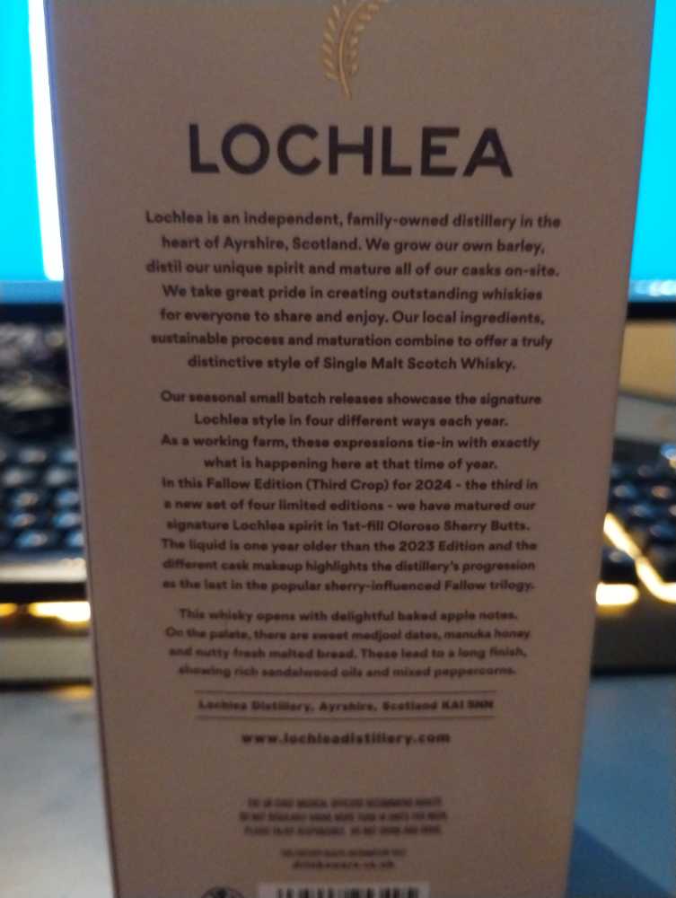 Lochlea Fallow Edition Third Crop - Lochlea Distillery (700 mL) alcohol collectible [Barcode 5065008253495] - Main Image 3