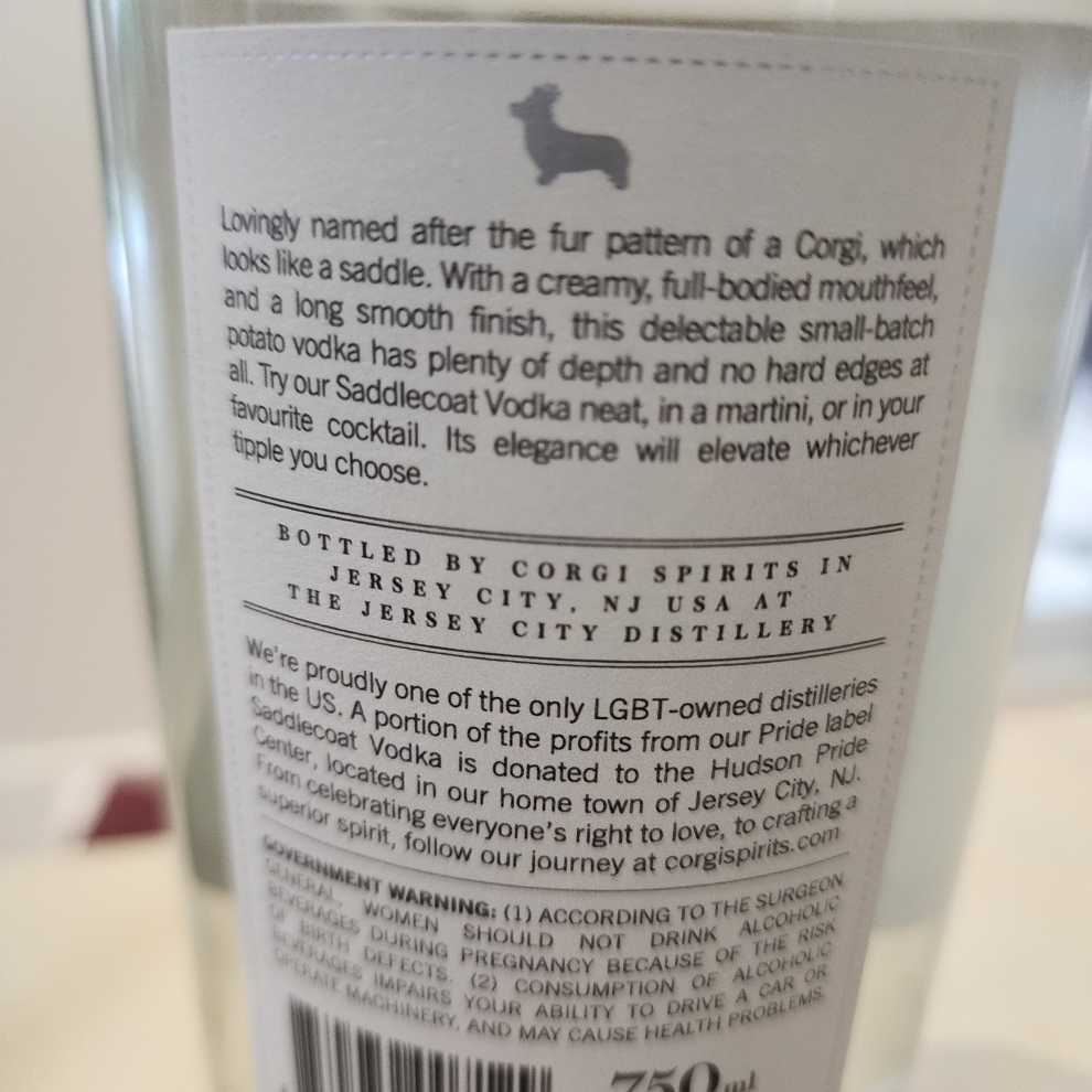 Corgi Spirits Saddlecoat  - Jersey Spirits (750 mL) alcohol collectible [Barcode 850479007129] - Main Image 3