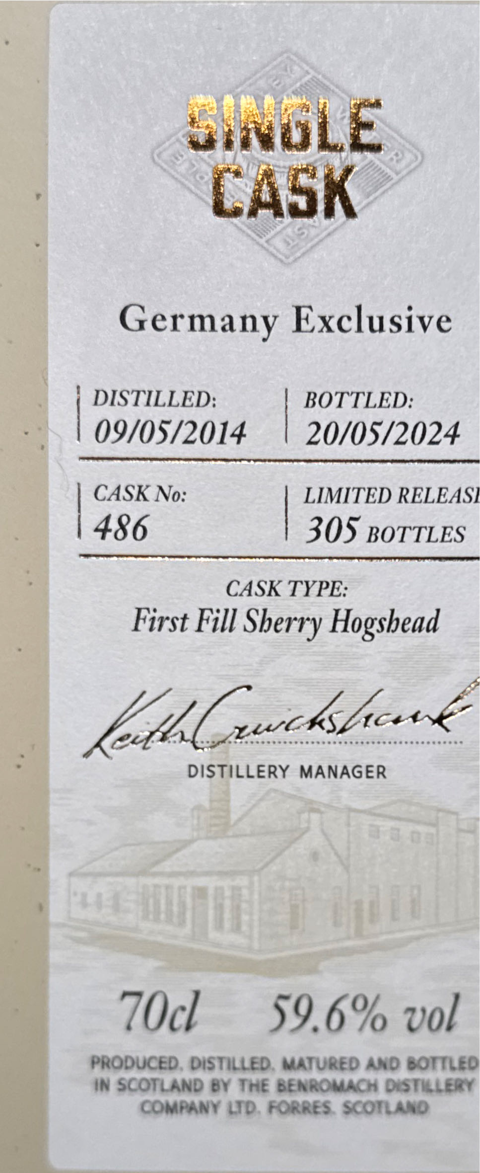 Benromach 10 Years Single Cask - Benromach Distillery (700 mL) alcohol collectible [Barcode 5020613097988] - Main Image 2