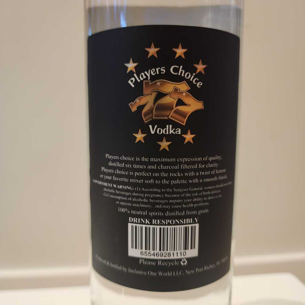 Players Choice 777 - Inclusive One World, LLC (750 mL) alcohol collectible [Barcode 655469281110] - Main Image 2