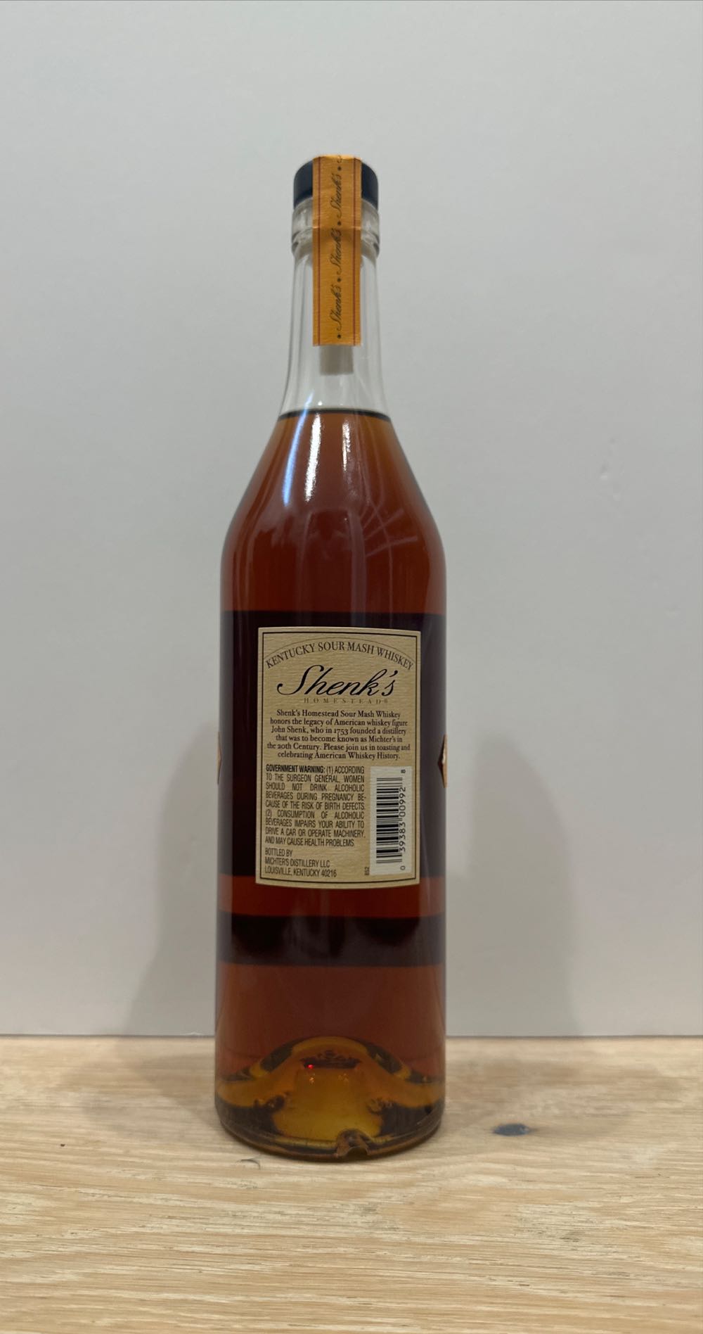 Shenk’s Sour Mash Whiskey Homestead Bourbon - Michter’s Distillery (750 mL) alcohol collectible [Barcode 039383009928] - Main Image 2