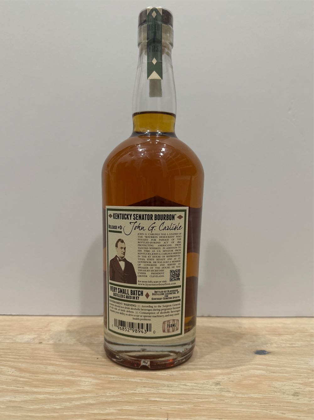 Kentucky Senator :John G Carlisle - Kentuck Senator Spirits (750 mL) alcohol collectible [Barcode 196852989430] - Main Image 2