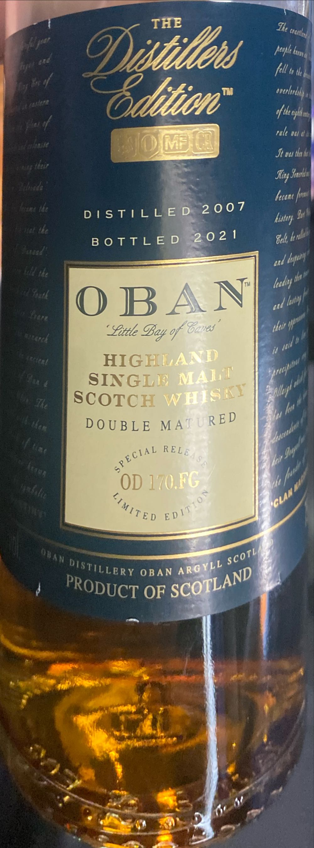 Oban Distillers Edition Single Malt Scotch Whiskey 750ml Price Double Matured Value And Information The  alcohol collectible [Barcode 088076186316] - Main Image 2