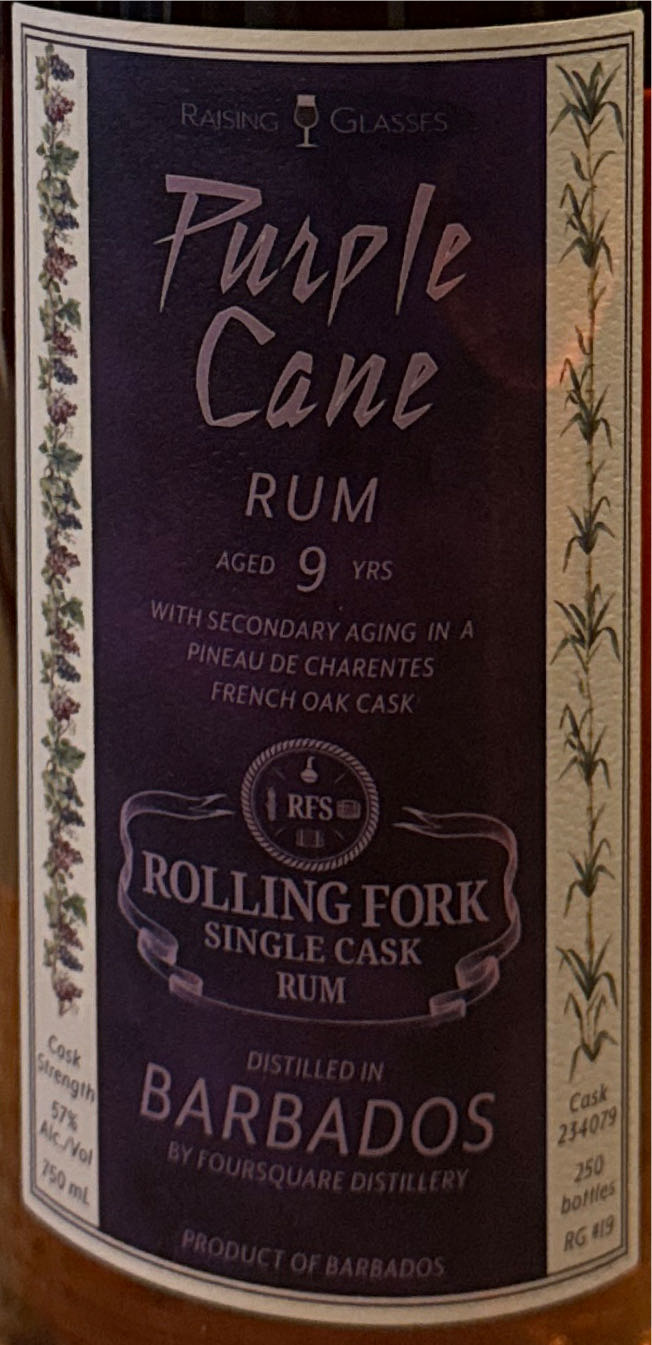 Raising Glasses X Rolling Fork Spirits – Purple Cane 9 ... - Foursquare Rum Distillery (750 mL) alcohol collectible [Barcode 660457608367] - Main Image 2