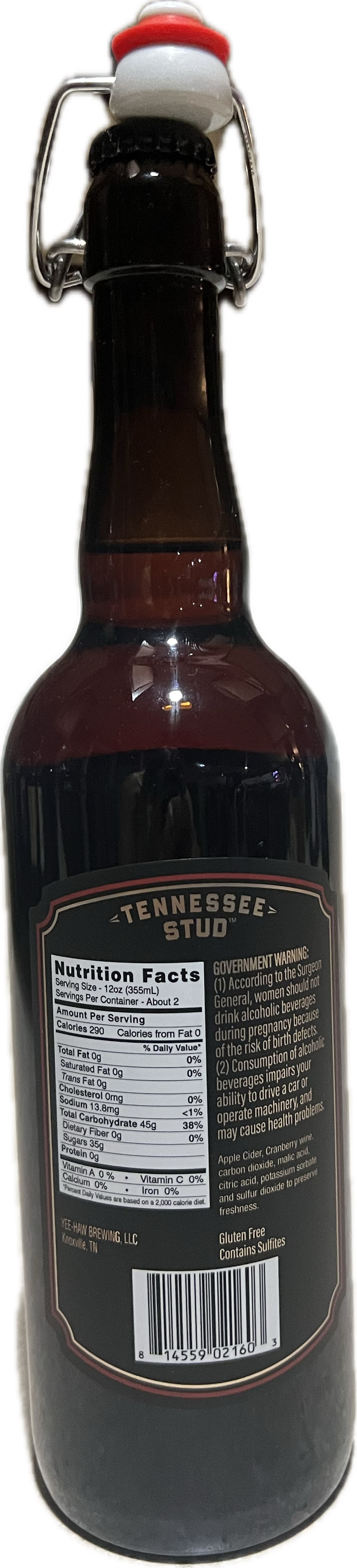 Tennessee Stud Cranberry Hard Cider  alcohol collectible [Barcode 814559021603] - Main Image 2