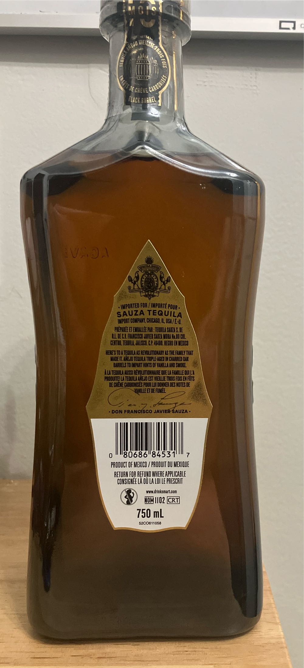 Hornitos Black Barrel Tequila - Sauza Tequila Import Company (750 mL) alcohol collectible [Barcode 080686845317] - Main Image 2