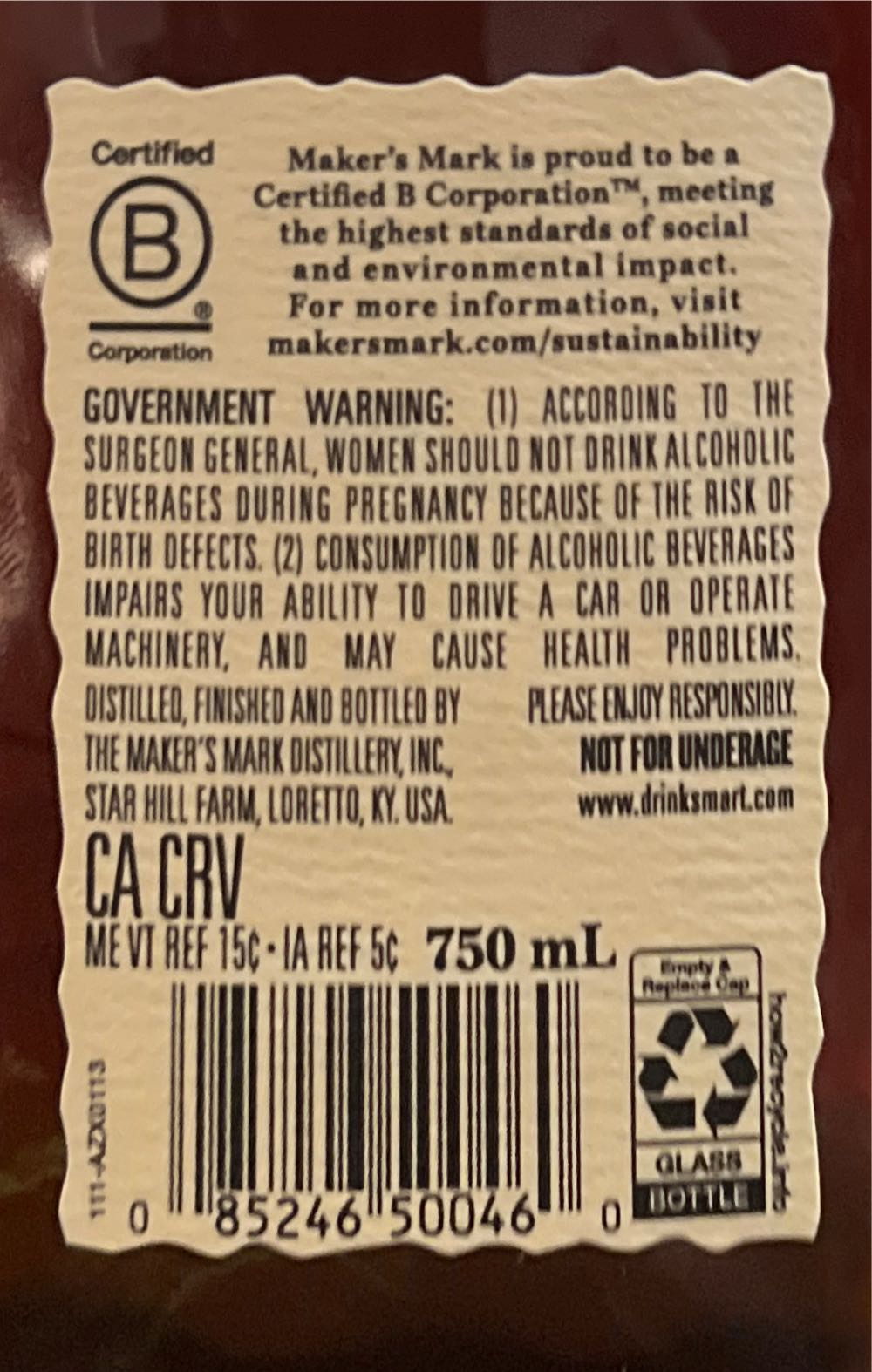 Makers Mark Private Selection - Bonnie Brae Peter’s Pick - The Makers Mark Distillery, Inc. (750 mL) alcohol collectible [Barcode 085246500460] - Main Image 3