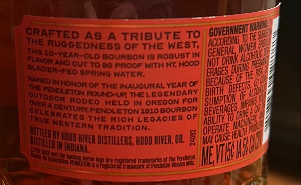 Pendleton 10 Year Straight Bourbon Whiskey 750ml - Hood River Distillers (750 mL) alcohol collectible [Barcode 818844028773] - Main Image 2