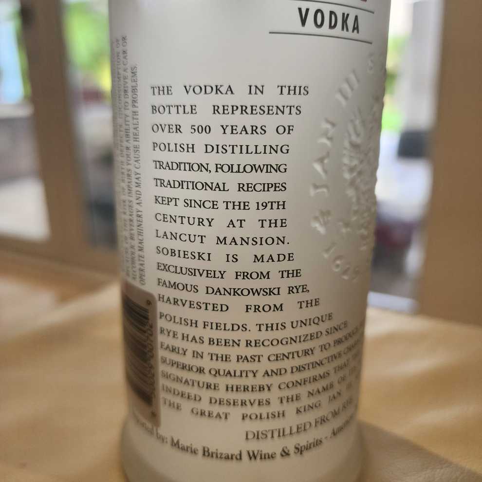 Estate Vodka  Sobieski  - Destylarnia Sobieski (750 mL) alcohol collectible [Barcode 850029007029] - Main Image 3