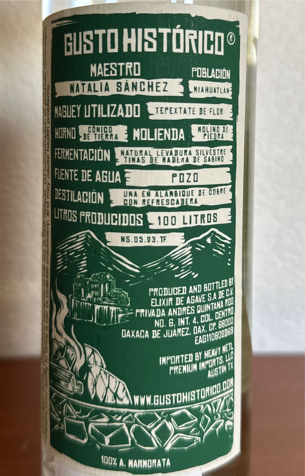 Gusto Historico Tepextate de Flor - Natalia Sanchez (750 mL) alcohol collectible [Barcode 7503045220066] - Main Image 2