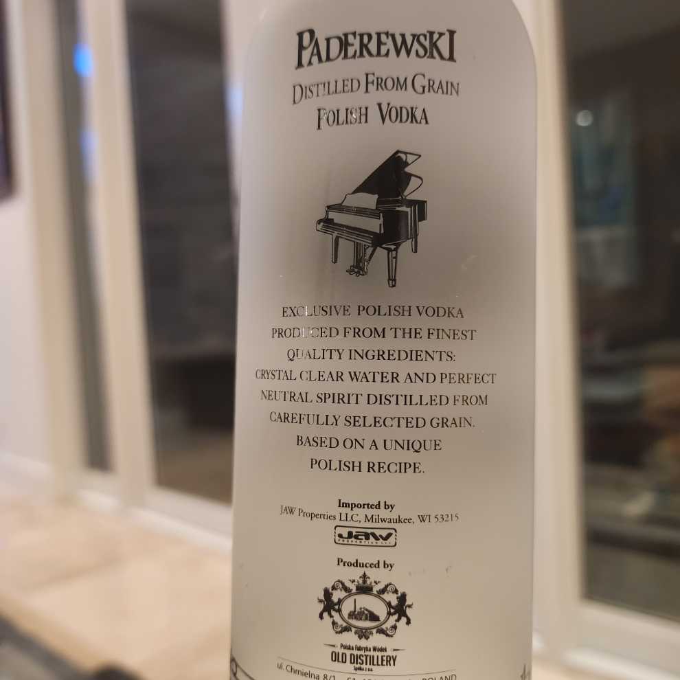 Paderewski 1919 - Old Distellery (750 mL) alcohol collectible [Barcode 894697000166] - Main Image 2