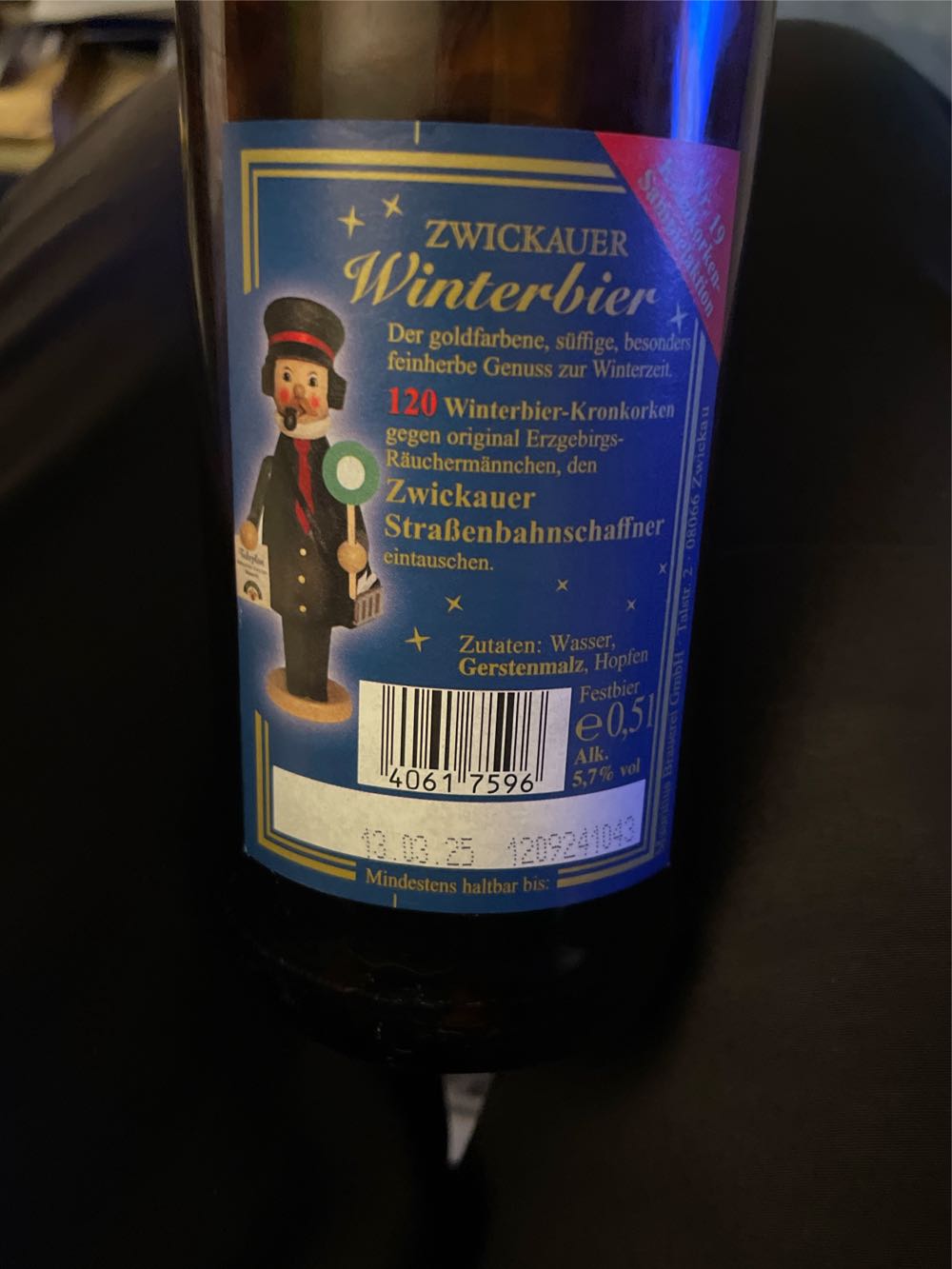 Zwickauer Winterbier - Mauritius Brauerei (0,5 L) alcohol collectible [Barcode 40617596] - Main Image 2