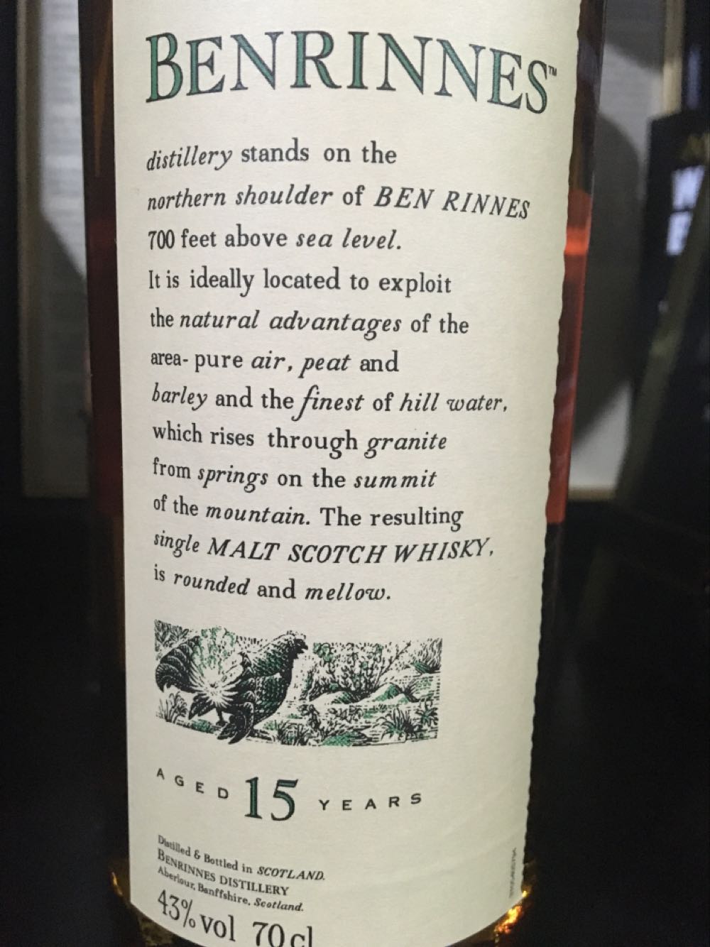 Benrinnes 15 Years Flora And Fauna Speyside Single Malt Scotch Whisky 43% 70cl & Old Year Jahre - Benrinnes Distillery alcohol collectible [Barcode 5000281024370] - Main Image 3