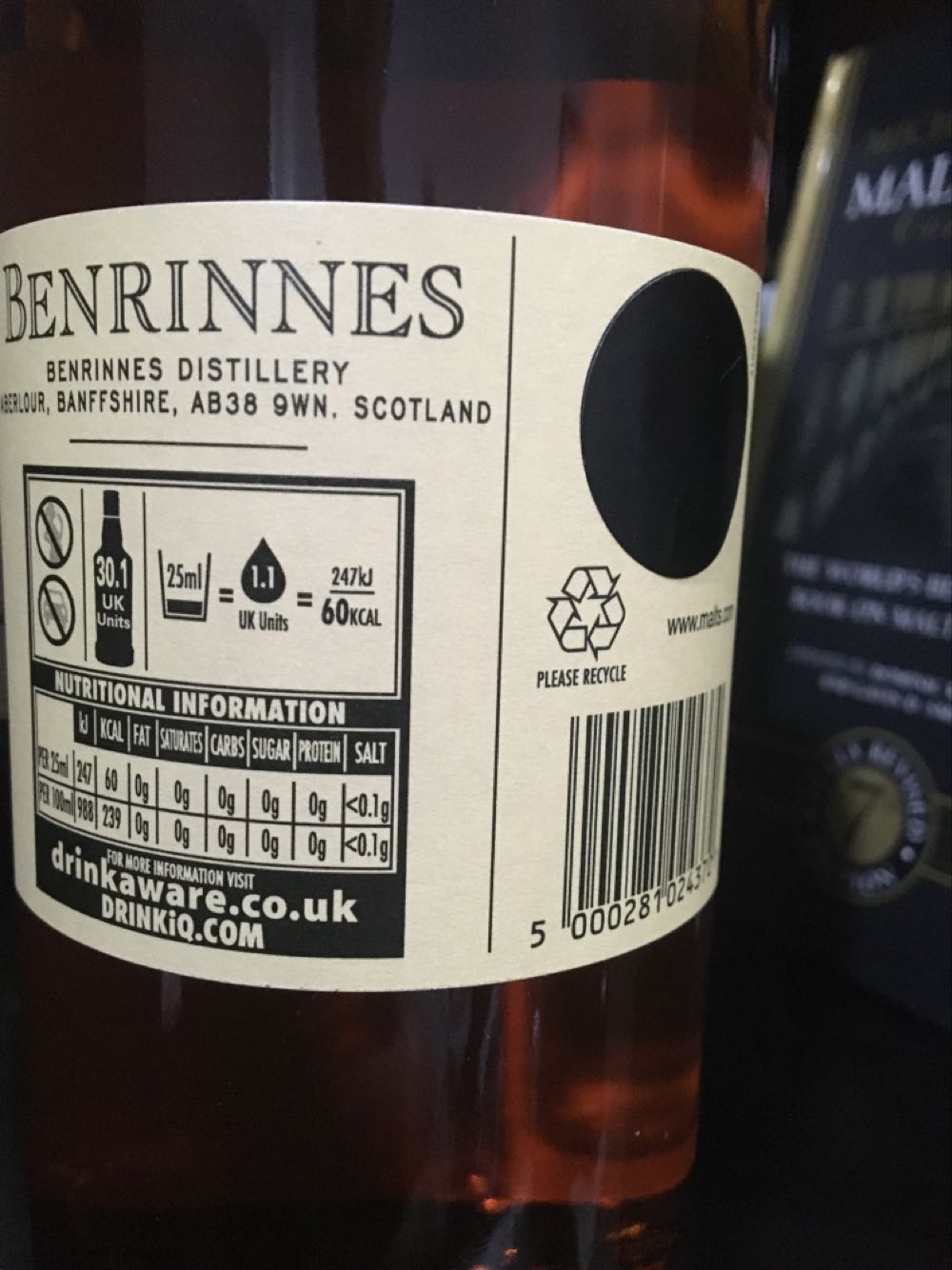 Benrinnes 15 Years Flora And Fauna Speyside Single Malt Scotch Whisky 43% 70cl & Old Year Jahre - Benrinnes Distillery alcohol collectible [Barcode 5000281024370] - Main Image 4