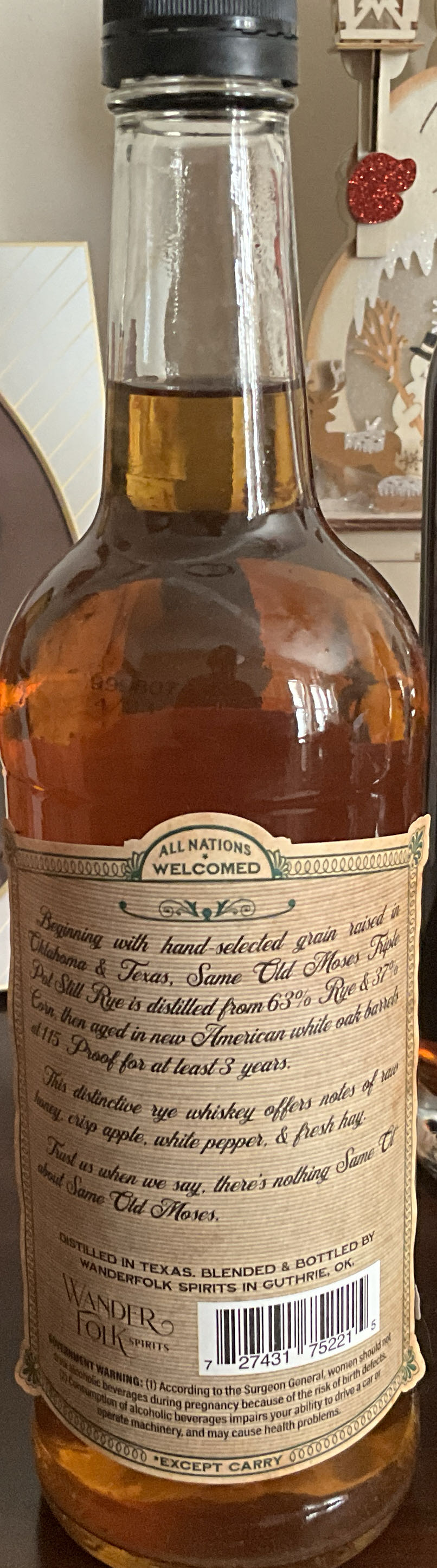 Same Old Moses Rye Whiskey - Wander Folk Spirits (750 mL) alcohol collectible [Barcode 727431752215] - Main Image 2