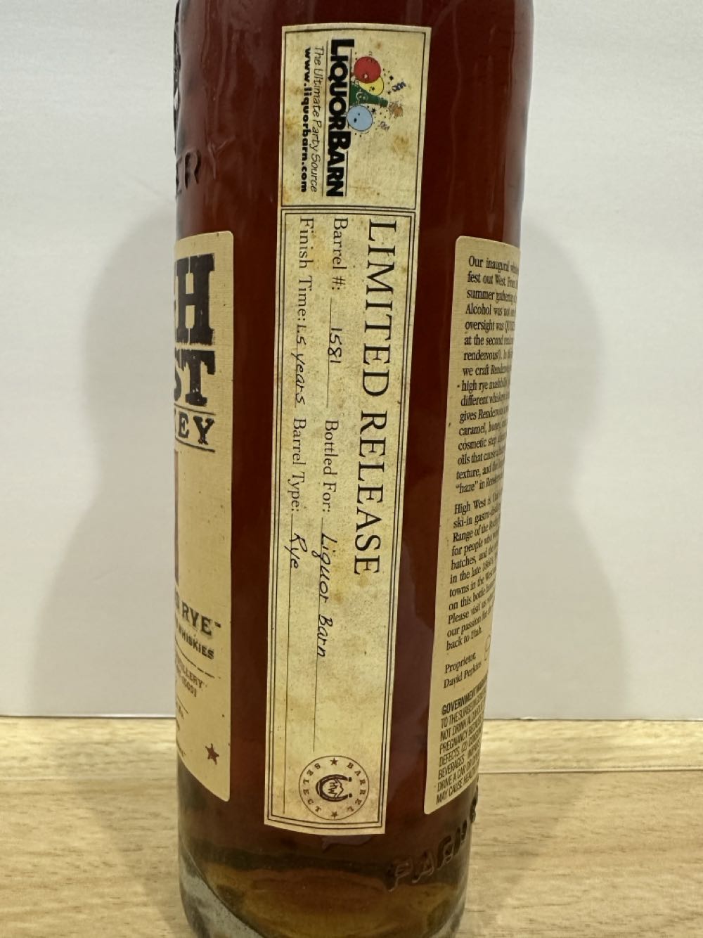 High West Rendezvous Rye Single Barrel Pick - High West Distillery (750 mL) alcohol collectible [Barcode 854396005183] - Main Image 3