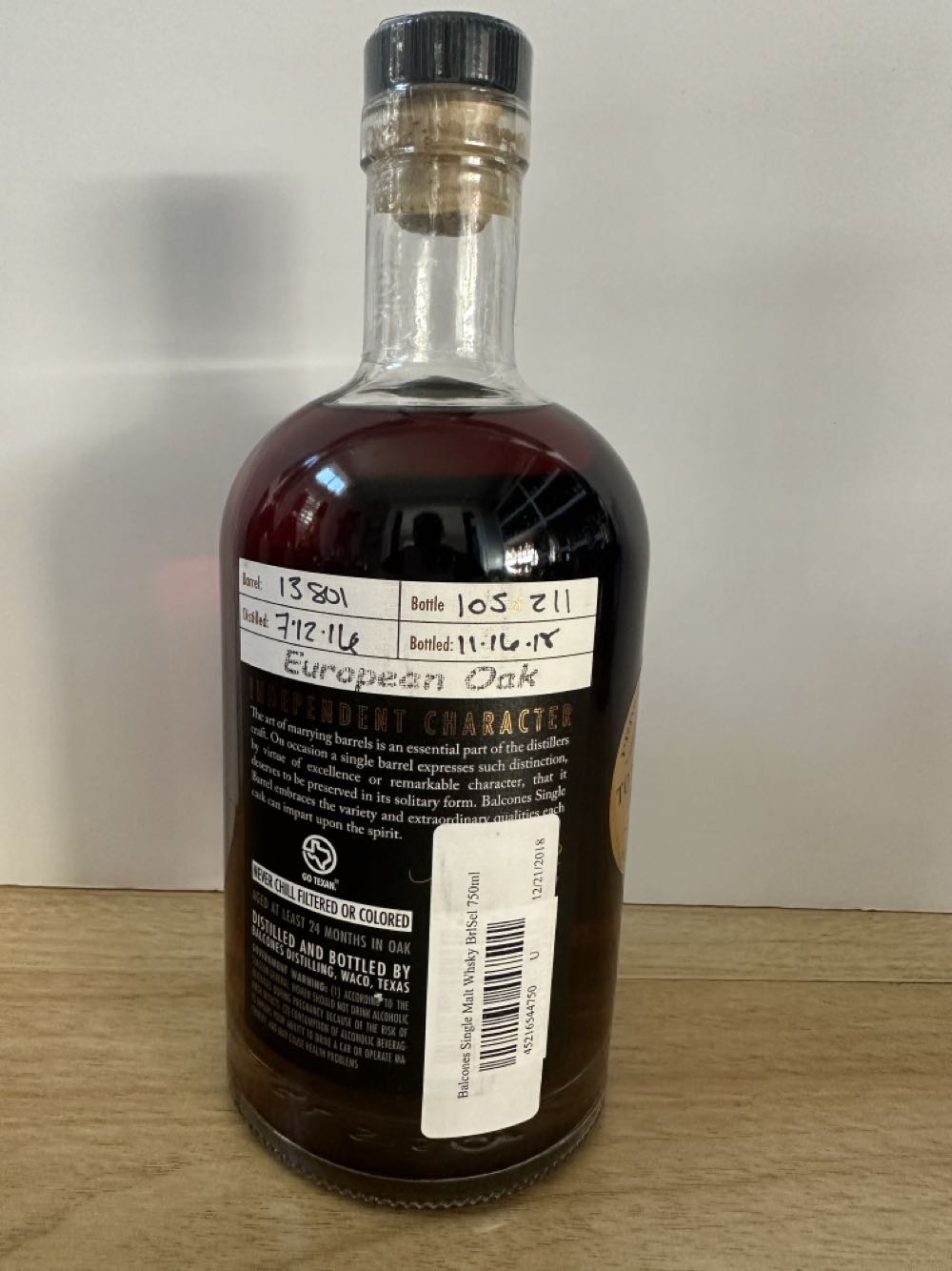 Balcones Single Barrel Total Wine And More - Balcones Distilling (750 mL) alcohol collectible [Barcode 452165447501] - Main Image 2