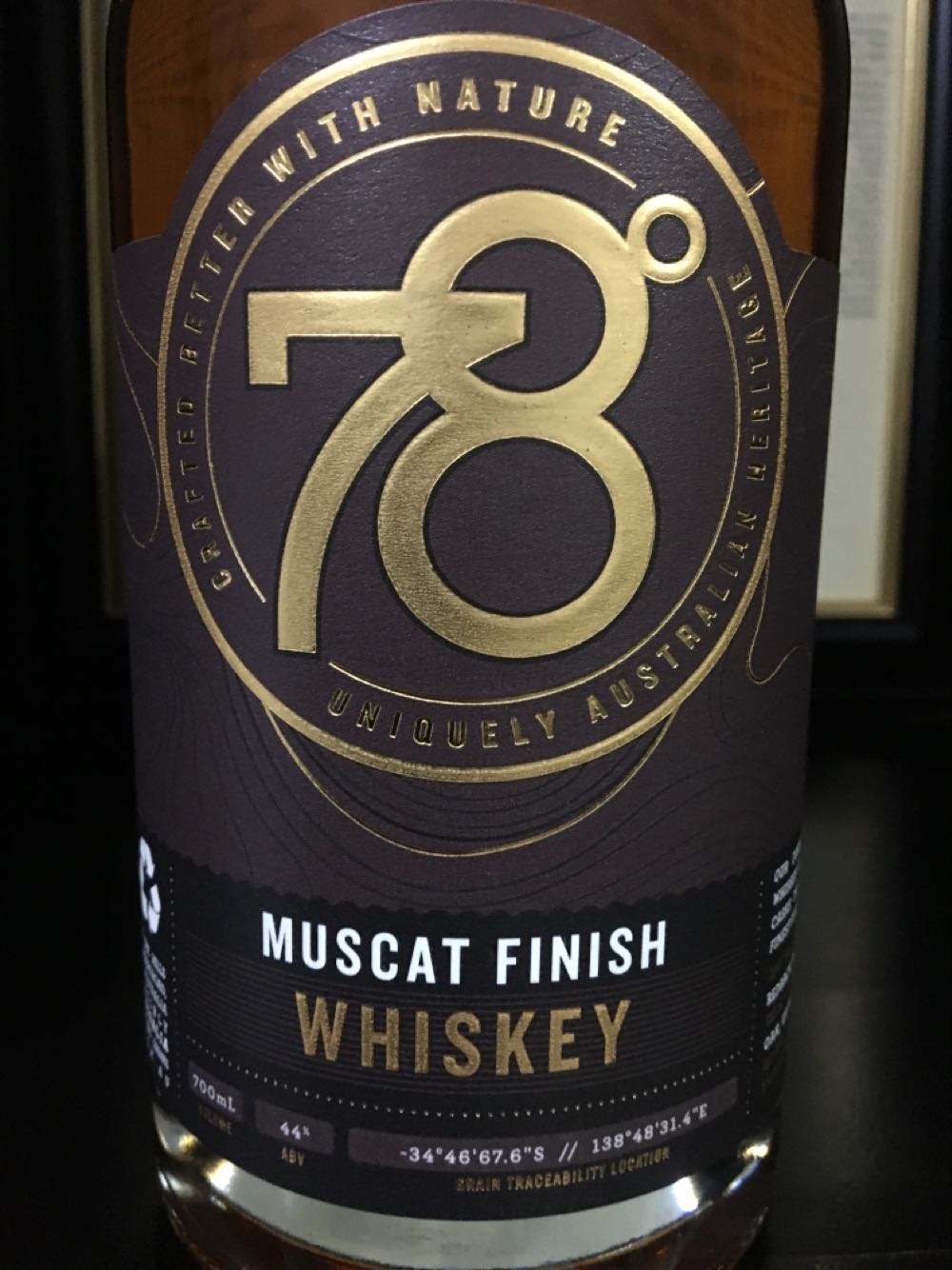 78 Degrees Muscat Finish Australian 700ml Whiskey  (700 mL) alcohol collectible [Barcode 9358072000628] - Main Image 2
