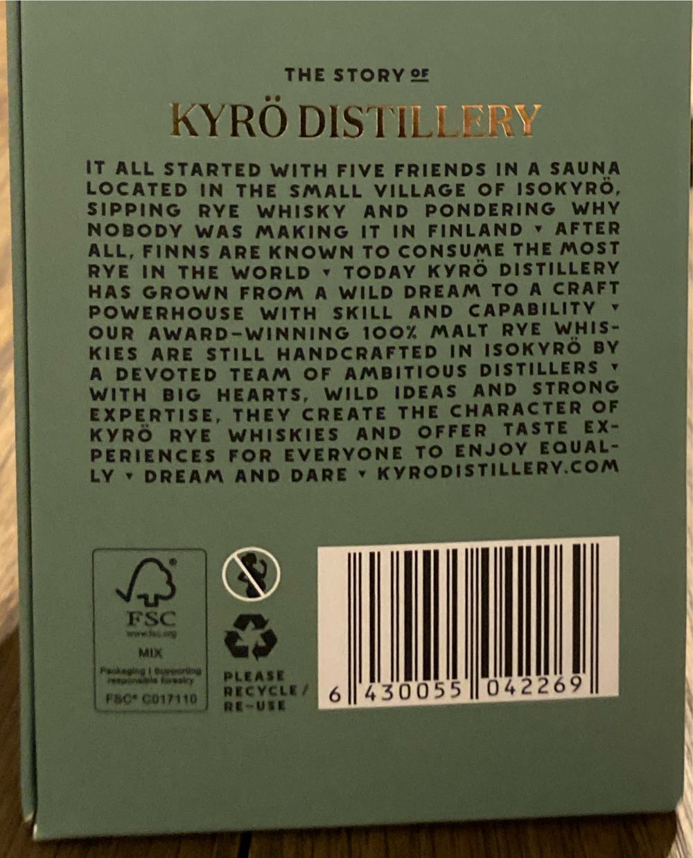 Kyrö Peat Smoke And Whisky Rye 472% 50cl Malt 05l Gb - Kyrö Distillery (500 mL) alcohol collectible [Barcode 6430055042269] - Main Image 3