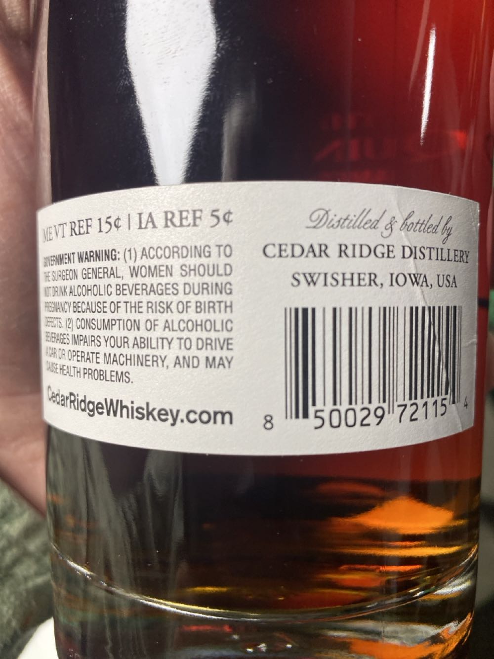 Cedar Ridge Portside American Single Malt - Cedar Ridge Distillery (750 mL) alcohol collectible - Main Image 2