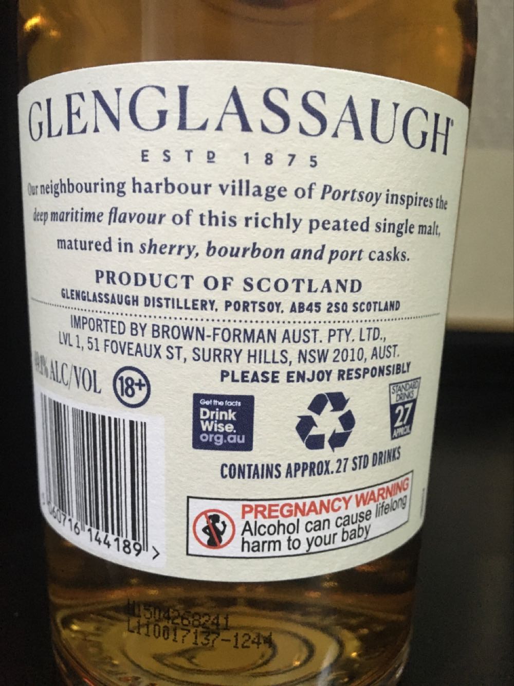 Glenglassaugh Portsoy Highland Single Malt Scotch Whisky 700ml  (700 mL) alcohol collectible [Barcode 5060716144189] - Main Image 3
