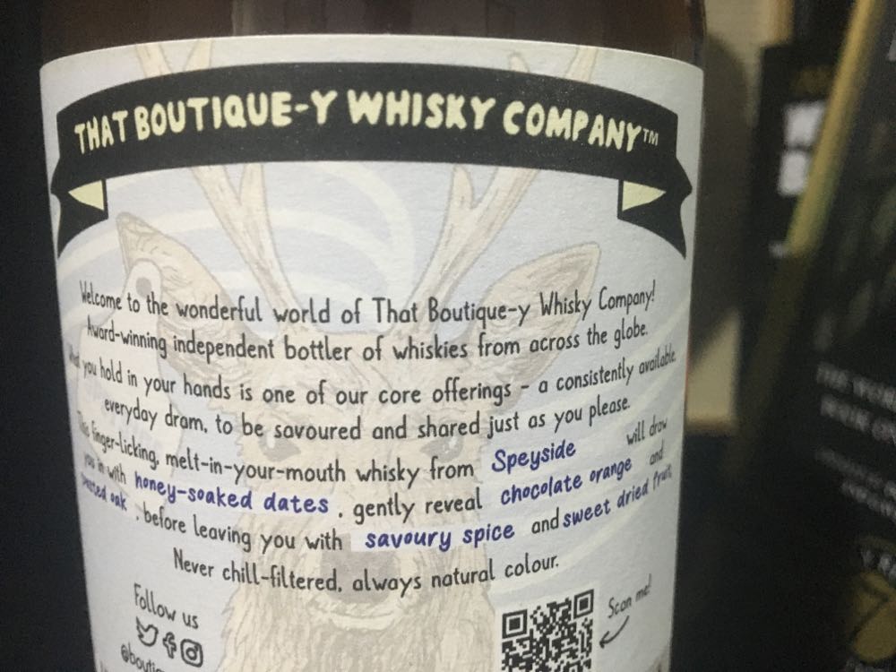 That Boutique-Y Whisky Company Speyside 12 Year Old Single  (700 mL) alcohol collectible [Barcode 5052598287726] - Main Image 3