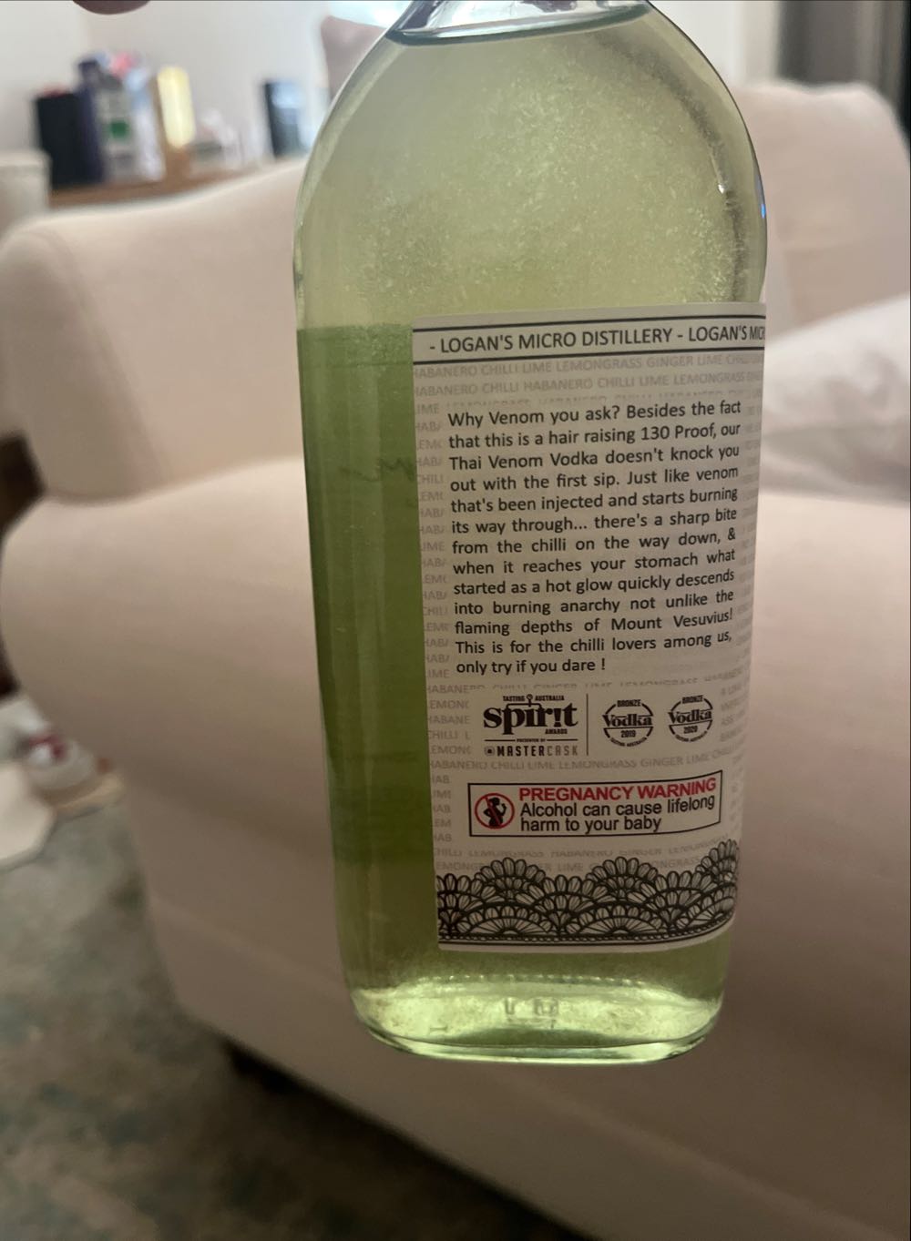 Thai Venom Vodka - Logans micro distillery (300 mL) alcohol collectible - Main Image 2