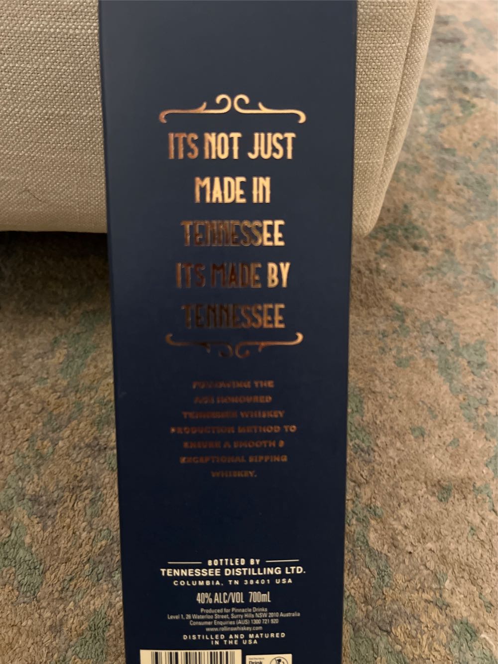 Rollins Tennessee Whiskey 7 yr old limited edition  (700 mL) alcohol collectible [Barcode 9339687185290] - Main Image 2